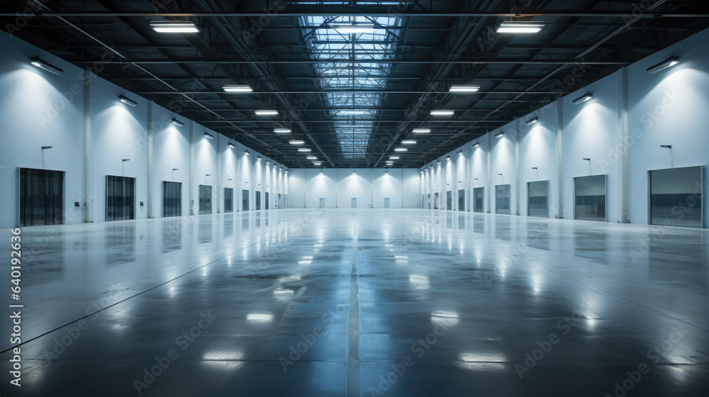 Generative ai illustration of empty warehouse in logistic center