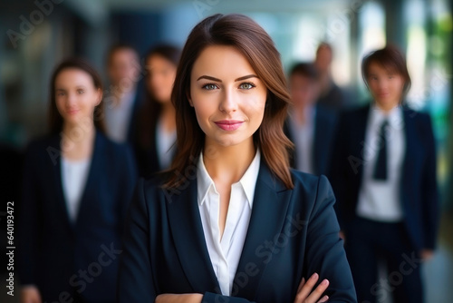 Empowered Female Executive Leading Successful Team