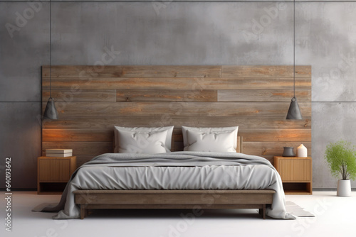 Modern Rustic Bedroom: Reclaimed Wood Wall and Wooden Bed