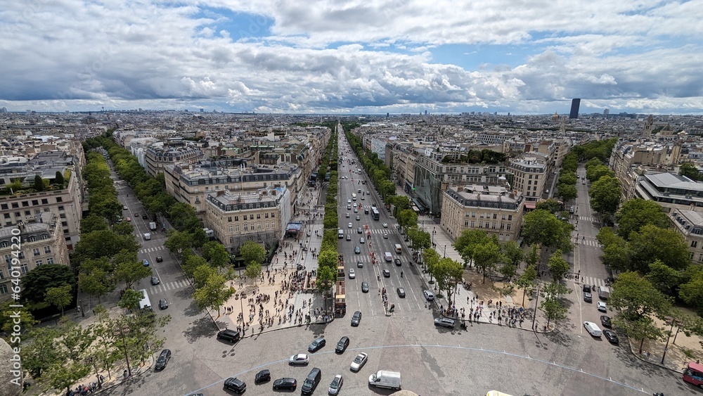 paris cityscape:paris france -July 1 ,2023:Overlooking the city of Paris from a height