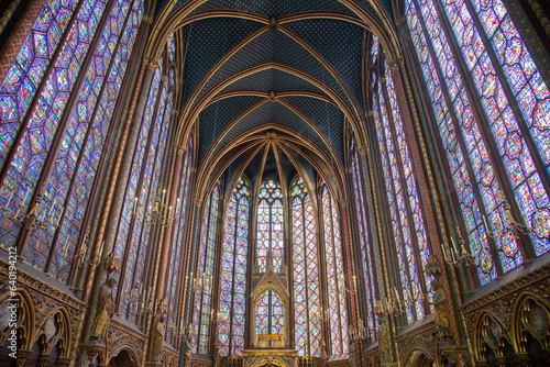 Saint's Chapel,Paris France -JUNE 30 ,2023: The Saint's Chapel with magnificent Gothic stained glass