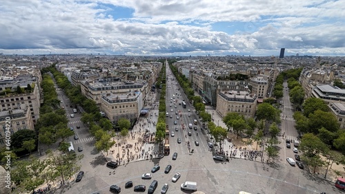Photography paris cityscape:paris france -July 1 ,2023:Overlooking the city of Paris from a