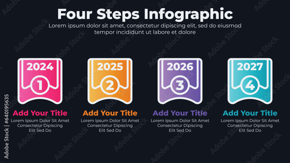 Business infographic elements with dark theme