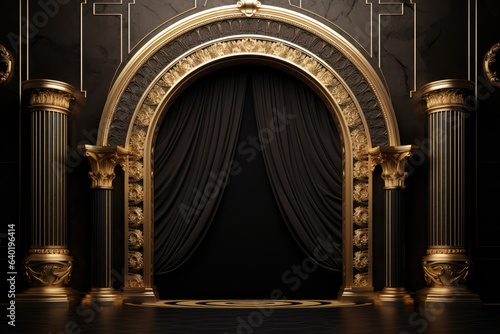 luxury golden gate with curtains
