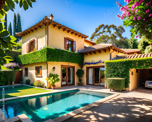 amazing historic italian villa in a tropical garden - generative ai © Martin