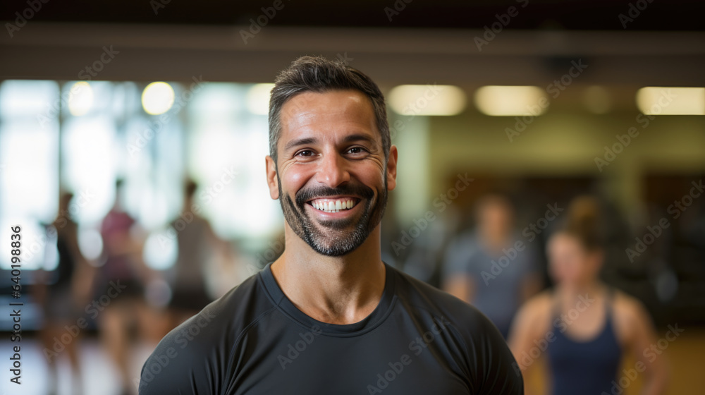 Obraz premium Portrait of athletic man in a gym