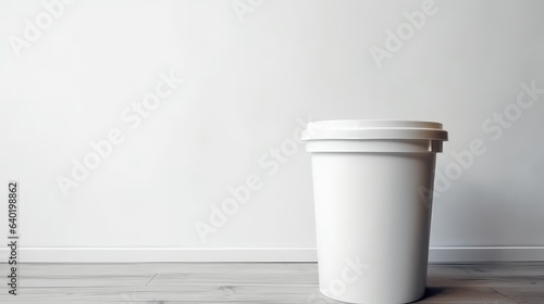 White trash bin on white background