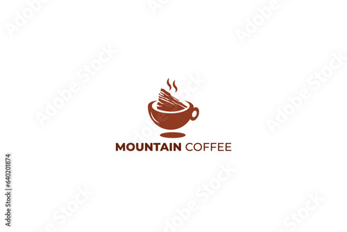 vector mountain coffee logo design