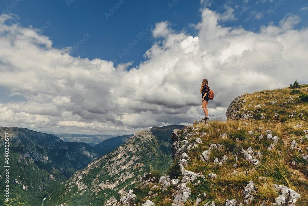 Fototapeta premium Female Enjoying Tara River Gorge View