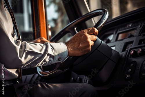 City bus driver during work photo