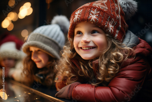 Happy little girl in warm clothes