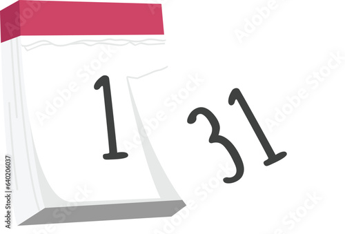 A calendar where you need to tear off pages on a transparent background. The last day of the month and the beginning of a new one. Vector illustration in flat style