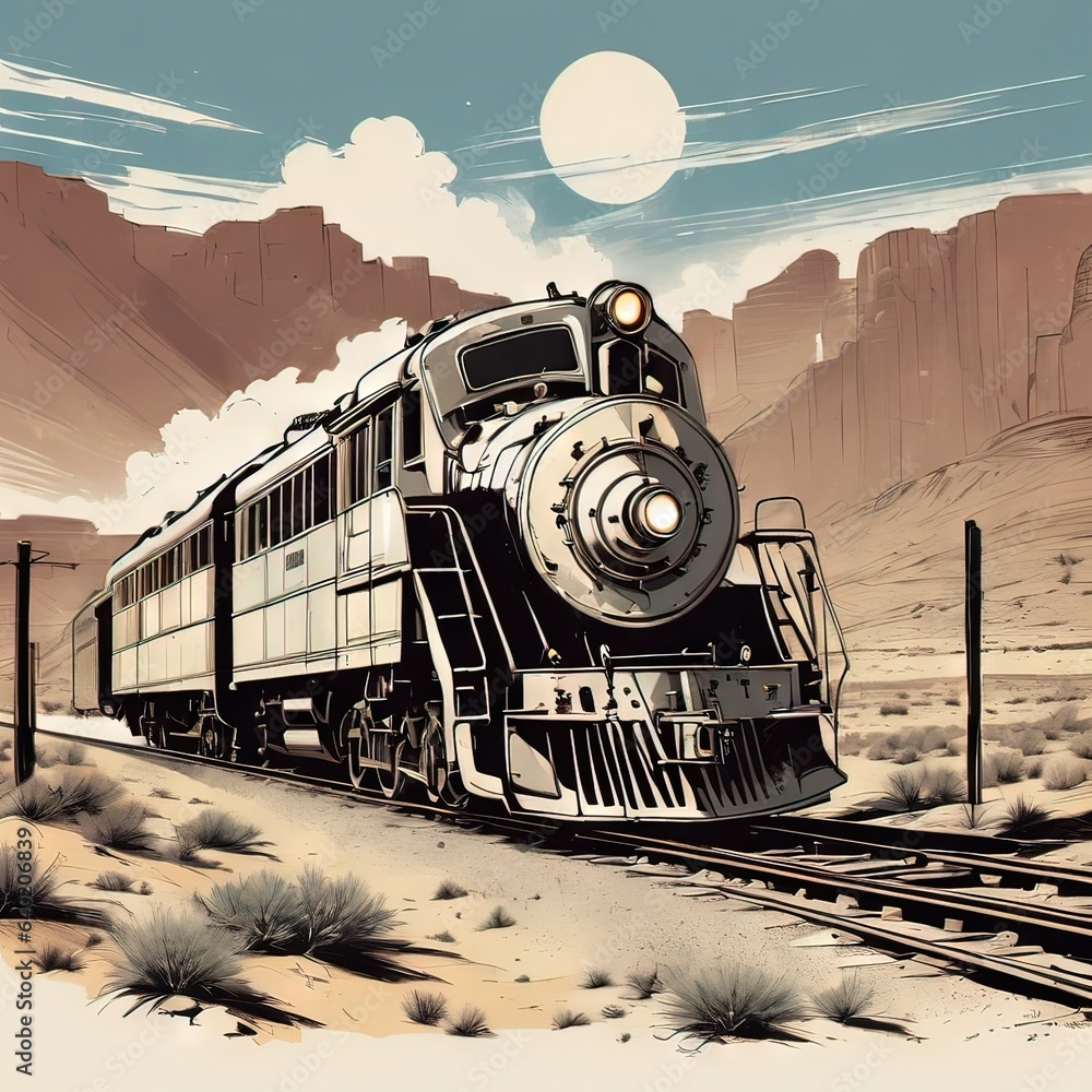 Desert Drifter Desert Drifter: Majestic Locomotive Journeying Through Sun-Kissed Dunes