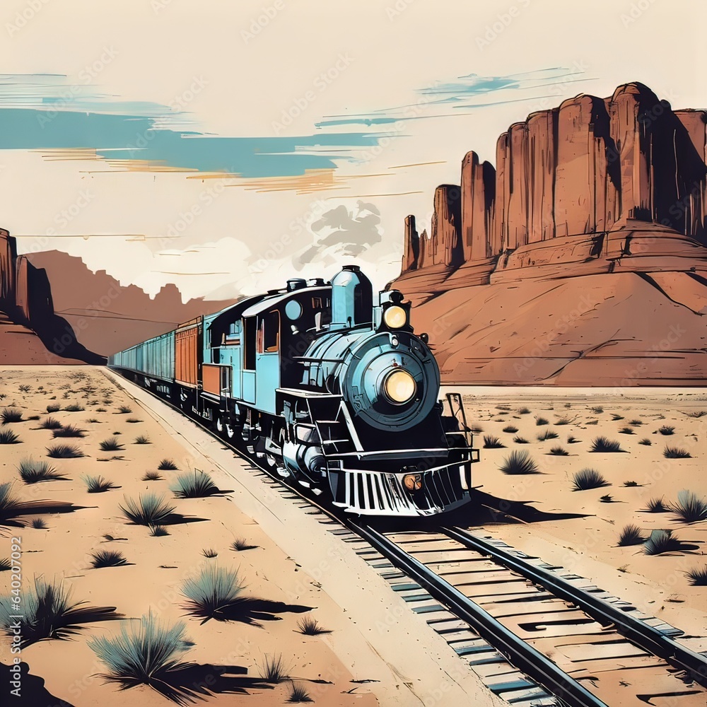 Desert Drifter Desert Drifter: Majestic Locomotive Journeying Through Sun-Kissed Dunes