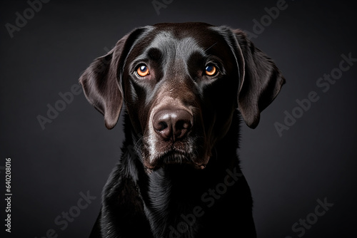 Beautiful black labrador dog on a black isolated background © Uliana