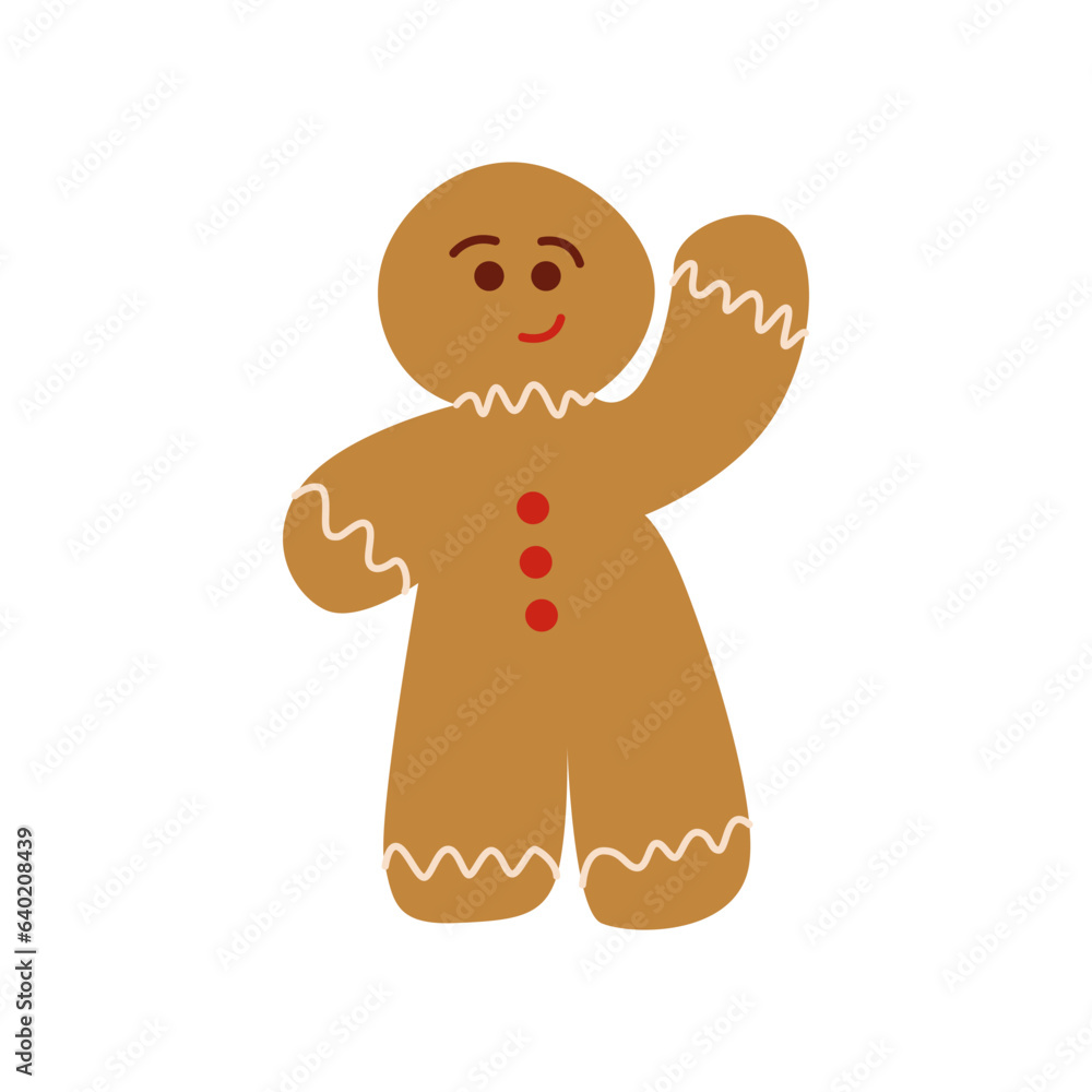 Christmas Gingerbread Man. Winter Holiday Sweet. Christmas Cookie. Vector Illustration in Flat Style. Christmas Gingerbread Man. Winter Holiday Sweet. Christmas Cookie. Vector Illustration in Flat Style.