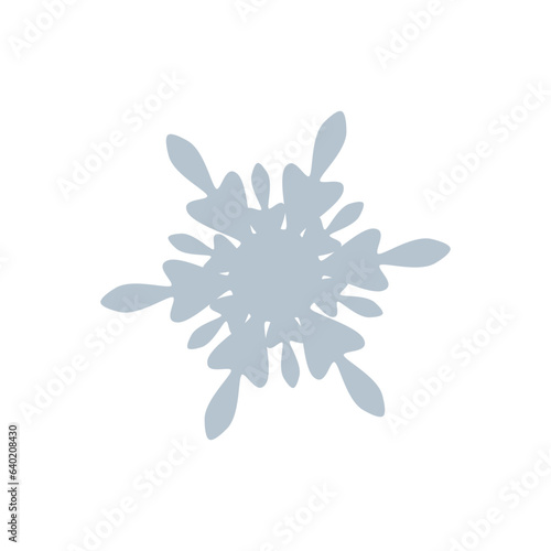 Snowflake Winter Isolated.  Silhouette. Vector Christmas Decoration in Flat Style.
