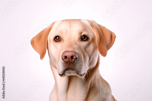 Beautiful beige labrador dog on a white isolated background