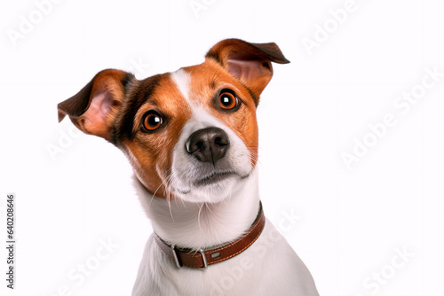 Beautiful Jack Russell dog on a white isolated background © Uliana