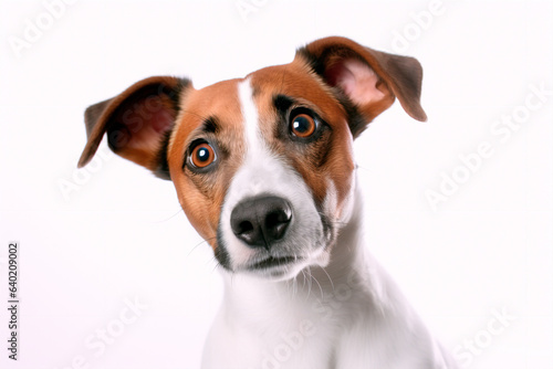 Beautiful Jack Russell dog on a white isolated background