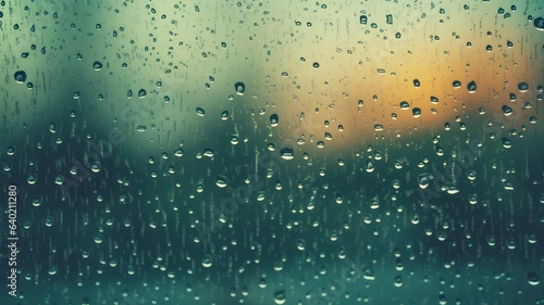 Raindrops on window background created with Generative AI