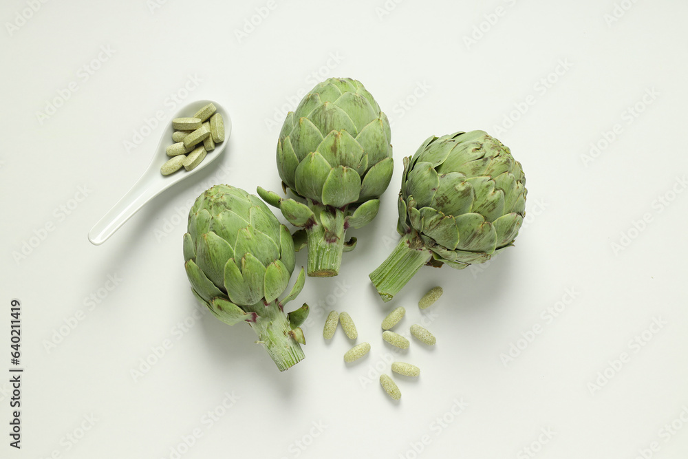 Fototapeta premium Products for healthcare, healthcare concept - artichoke medicine