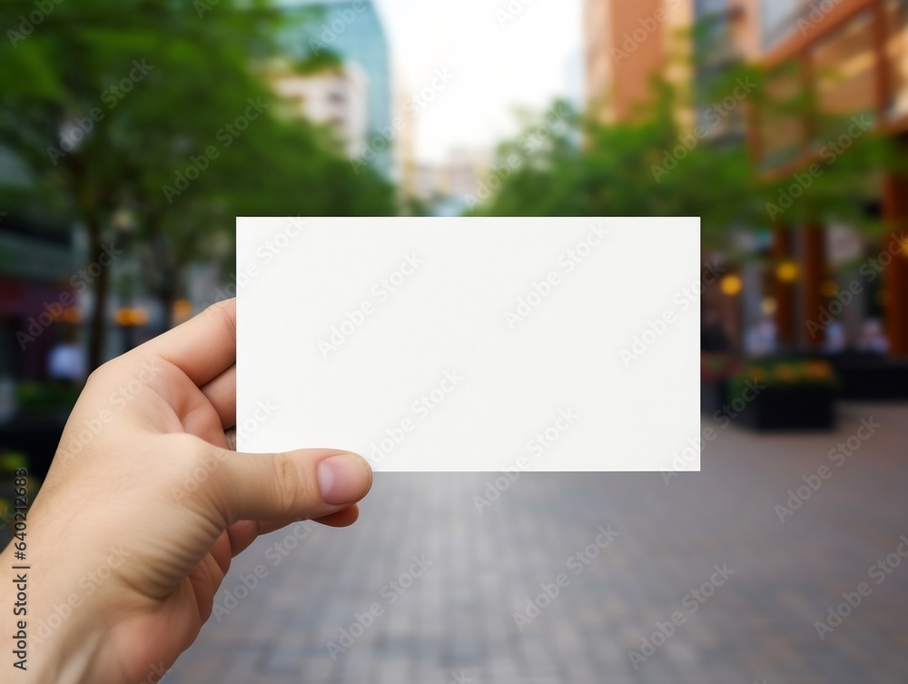 Mockup of hand and business card with isolated background generative ai Mockup of hand and business card with isolated background generative ai