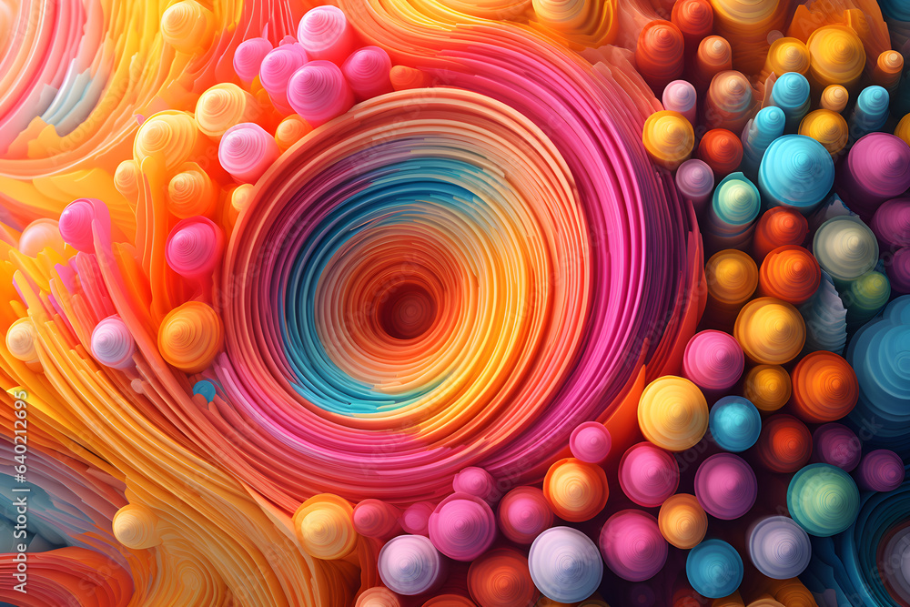 abstract colorful background made of many colored balls. AI Generative