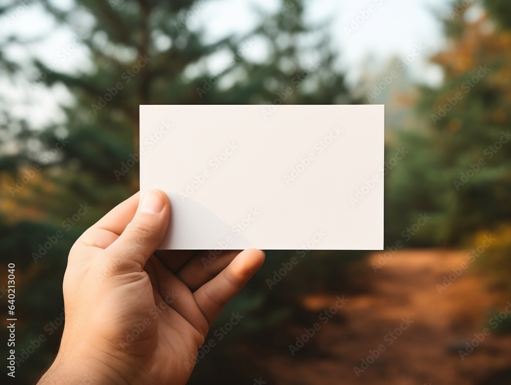 Mockup of hand and business card with isolated background generative ai Mockup of hand and business card with isolated background generative ai
