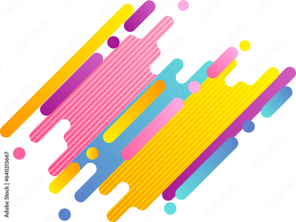 Modern abstract geometric element in vivid pink, yellow, blue color, clipart for making border or frame for banner, poster, web design,cutout, png isolated on transparent background.
