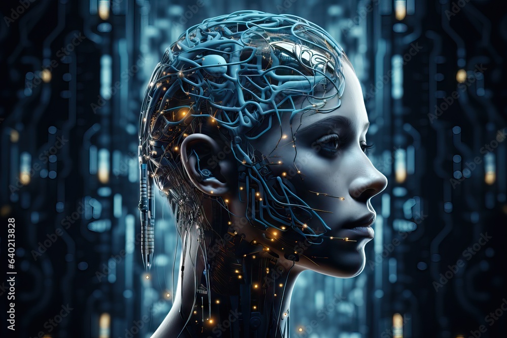 Techno fashion of the future. Futuristic technology and artificial intelligence Techno fashion of the future. Futuristic technology and artificial intelligence