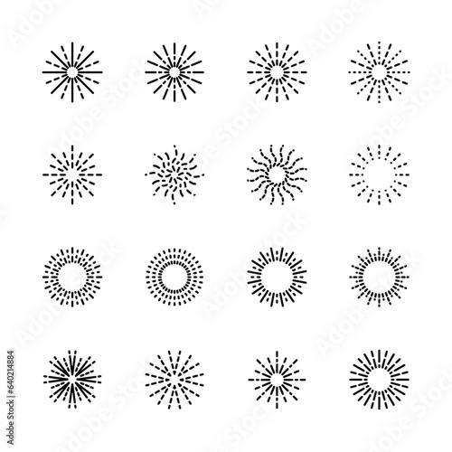 firework icons set. for party , ney year, festive,. isolated on white . vector illustration