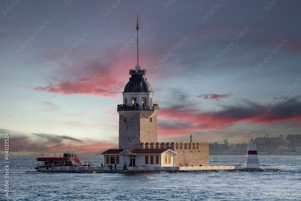 Maiden tower. Maiden's Tower at sunset. touristic places in turkey