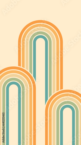 Abstract background of rainbow groovy Wavy Line design in 1970s Hippie Retro style. Vector pattern ready to use for cloth, textile, wrap and other.