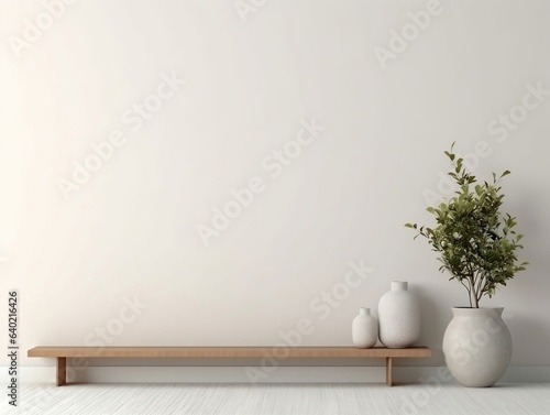 Living room wall mockup modern interior design generative ai