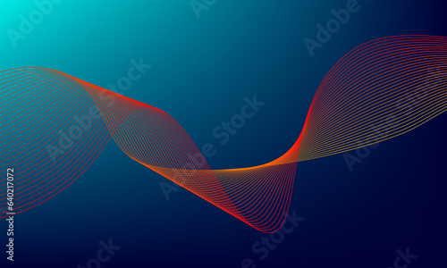 red wave line. bright blue background