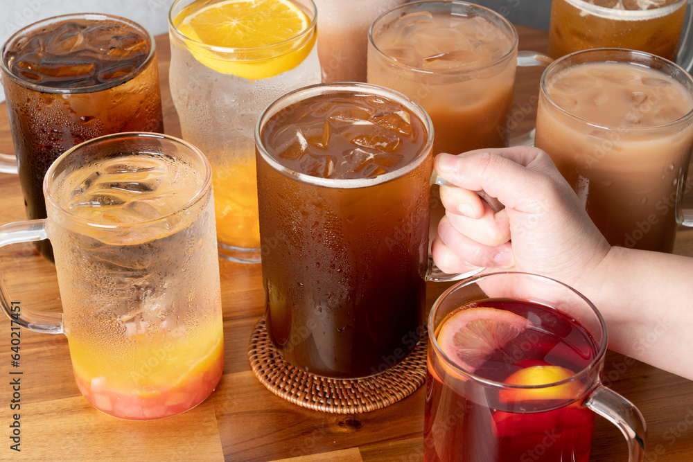 Jeju, tangerine tea, almond croffle, croissant, waffle, plain Jeju, tangerine tea, almond croffle, croissant, waffle, plain