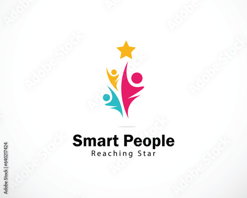 smart people logo creative team work reaching star design concept abstract
