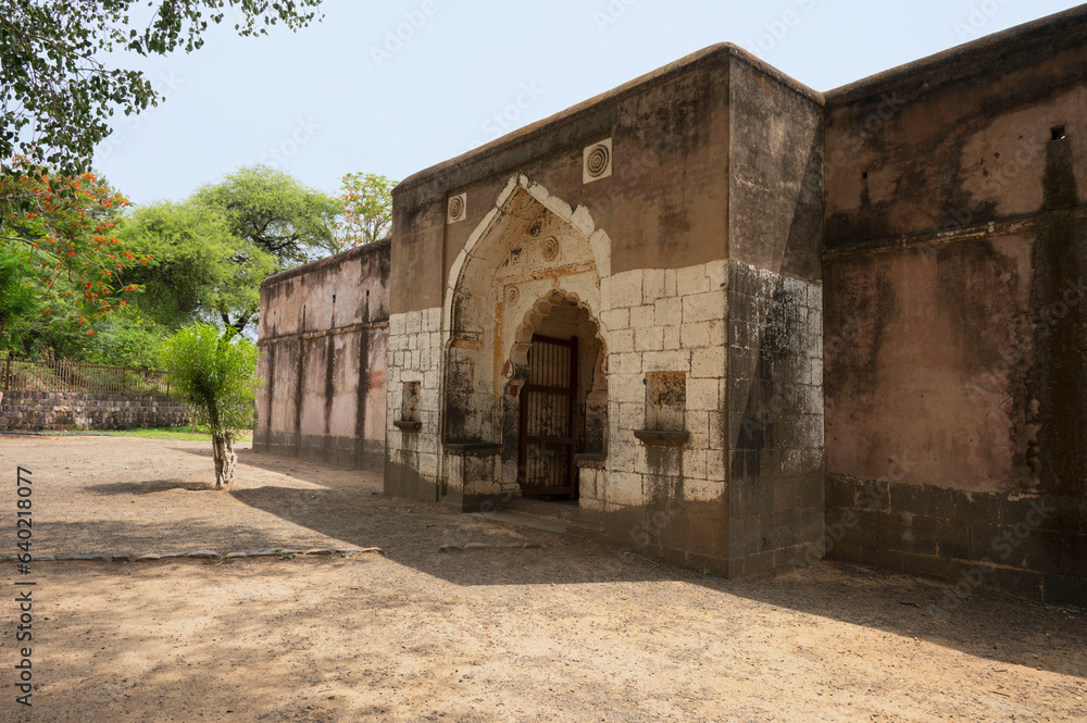Entrance of the Samadhi of Shrimant Bajirao Peshwa First, situated on the banks of River Narmada, Raverkhedi, Madhya Pradesh, India Entrance of the Samadhi of Shrimant Bajirao Peshwa First, situated on the banks of River Narmada, Raverkhedi, Madhya Pradesh, India