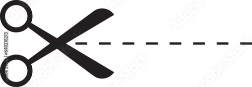 Cutting line by scissors vector icon. Separation paper sign. Trim coupone symbol.