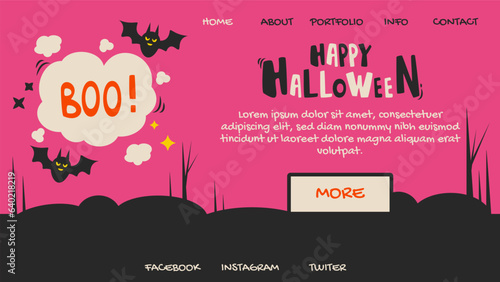 Happy Halloween poster. Website spooky or banner template, landing page.