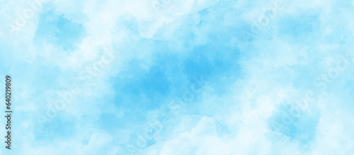 blue sky with clouds. Light sky blue shades watercolor background. Sky Nature Landscape Background. sky background with white fluffy clouds.