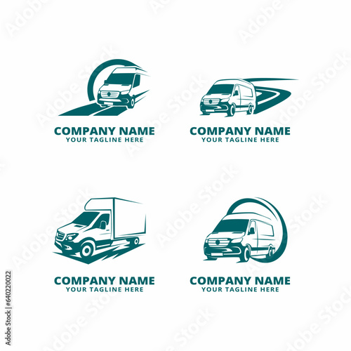 set of truck delivery vector illustration
