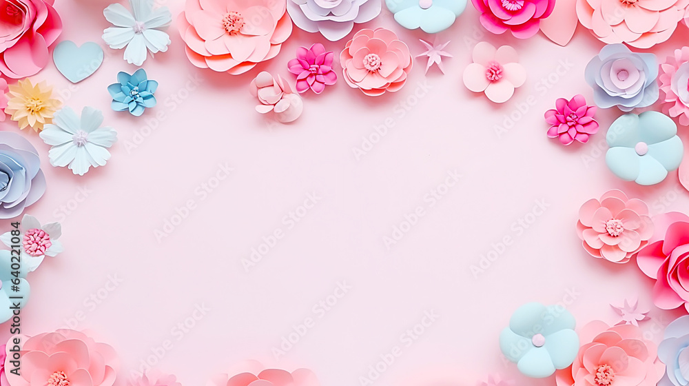 Copy space and paper craft heart flowers Copy space and paper craft heart flowers