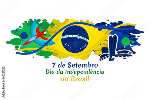 Translate: September 7, Independence Day. Independence of Brazil vector illustration. Suitable for greeting card, poster and banner.