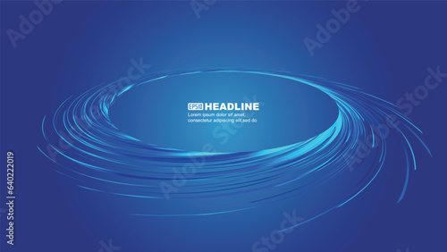 Blue luminous spiral coil on blue background