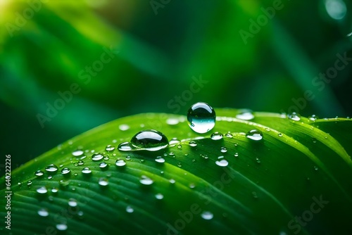 water drops on leaf Generated Ai