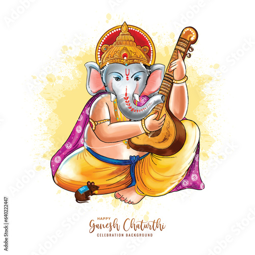 Decorative lord ganesha for ganesh chaturthi card design © Harryarts