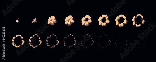 Dust explosion 2d cartoon animation. Smoke animated sprite sheet. fire animation.