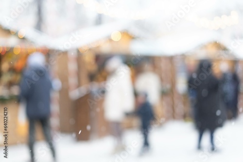 blurred defocused backgrounhd of christmas market